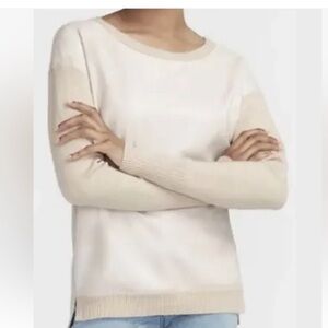 Express • faux leather mixed media sweater